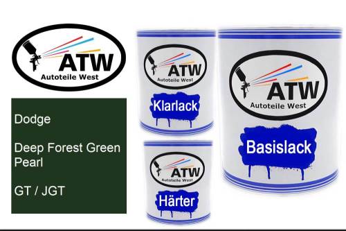 Dodge, Deep Forest Green Pearl, GT / JGT: 1L Lackdose + 1L Klarlack + 500ml Härter - Set, von ATW Autoteile West.
